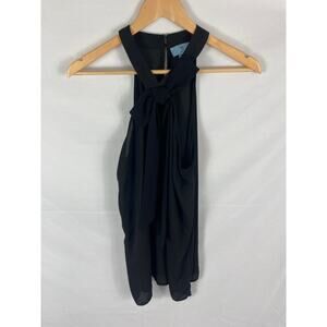 Cece Tie Neck Sleeveless Black Blouse Size Small